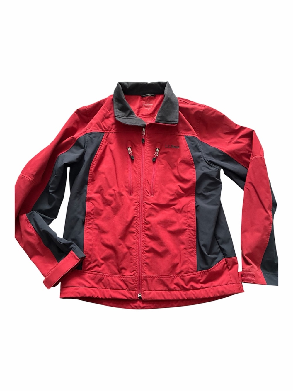 L.L. Bean Women M Full Zipper, chest pockets Red and Black Softshell Performance